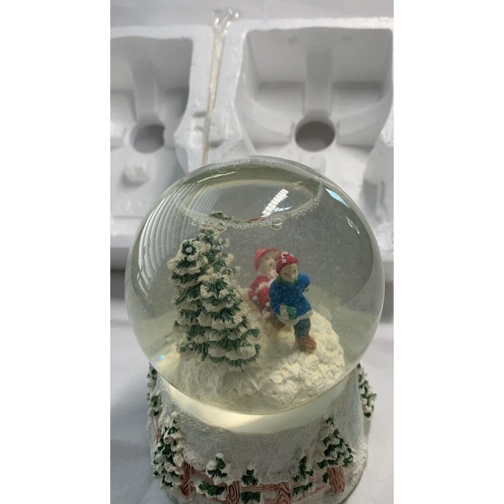 Holiday Classic Scenic Holiday Snowglobe Handcrafted Cast Resin Base Box Flaw